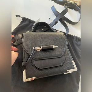 NWT Mackage rubie Leather Crossbody Bag In Black/silver
